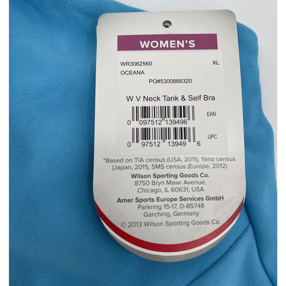 Wilson Tank Top Womens XL Built In Bra V Neck Blue - Picture 3 of 6
